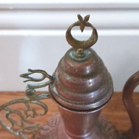Vintage Aftaba Copper Teapot with Brass Handle Arbian Middle Eastern - Picture 5 of 6